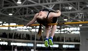 29 March 2025; Meabh O Grady of Clongriffin AC, Dublin, competes in the Girls U17 High Jump during day one of the 123.ie National Indoor Juvenile Championships at the TUS Indoor Arena in Athlone, Westmeath. Photo by Ben McShane/Sportsfile