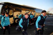 28 March 2025; St Patrick's Athletic players, from left, Joe Redmond, Chris Forrester, and Luke Turner arrive before the SSE Airtricity Men's Premier Division match between Waterford and St Patrick's Athletic at the Regional Sports Centre in Waterford. Photo by Michael P Ryan/Sportsfile