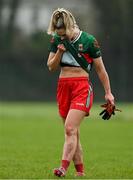 29 March 2025; Danielle Caldwell of Mayo leaves the pitch after her side's defeat in the Lidl Ladies National Football League Division 1 match between Waterford and Mayo at Kilmacthomas GAA Club in Kilmacthomas, Waterford. Photo by Brendan Moran/Sportsfile