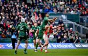 29 March 2025; Josh Ioane of Connacht in action against Ben O’Connor of Munster during the United Rugby Championship match between Connacht and Munster at Hastings Insurance MacHale Park in Castlebar, Mayo. Photo by Tyler Miller/Sportsfile