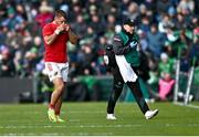 29 March 2025; Alex Nankivell of Munster leaves the pitch as he is shown a red card by referee Craig Evans during the United Rugby Championship match between Connacht and Munster at Hastings Insurance MacHale Park in Castlebar, Mayo. Photo by Tyler Miller/Sportsfile