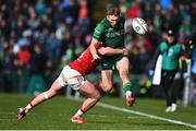 29 March 2025; Finn Treacy of Connacht in action against Ben O’Connor of Munster during the United Rugby Championship match between Connacht and Munster at Hastings Insurance MacHale Park in Castlebar, Mayo. Photo by Tyler Miller/Sportsfile