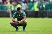 29 March 2025; Josh Ioane of Connacht after his side's defeat in the United Rugby Championship match between Connacht and Munster at Hastings Insurance MacHale Park in Castlebar, Mayo. Photo by Seb Daly/Sportsfile