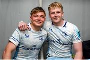 29 March 2025; Leinster players Fintan Gunne, left, and Andrew Osborne after the United Rugby Championship match between Hollywoodbets Sharks and Leinster at Hollywoodbets Kings Park in Durban, South Africa. Photo by Shaun Roy/Sportsfile