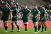 29 March 2025; JJ Hanrahan of Connacht, second from right, and teammates during the United Rugby Championship match between Connacht and Munster at Hastings Insurance MacHale Park in Castlebar, Mayo. Photo by Seb Daly/Sportsfile