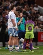 29 March 2025; Alan Spicer of Leinster prepares to come on as a substitute during the United Rugby Championship match between Hollywoodbets Sharks and Leinster at Hollywoodbets Kings Park in Durban, South Africa. Photo by Shaun Roy/Sportsfile