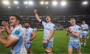 29 March 2025; Leinster players, from left, Scott Penny, Michael Milne, Brian Deeny and Andrew Osborne after the United Rugby Championship match between Hollywoodbets Sharks and Leinster at Hollywoodbets Kings Park in Durban, South Africa. Photo by Shaun Roy/Sportsfile