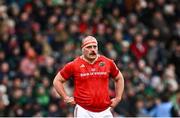 29 March 2025; Oli Jager of Munster during the United Rugby Championship match between Connacht and Munster at Hastings Insurance MacHale Park in Castlebar, Mayo. Photo by Seb Daly/Sportsfile