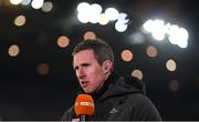 15 March 2025; TG4 analyst Gary Sice at half-time during the Allianz Football League Division 1 match between Dublin and Galway at Croke Park in Dublin. Photo by Piaras Ó Mídheach/Sportsfile
