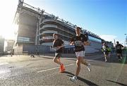 30 March 2025; Jack Kearns, left, and Oisin Murphy pass Croke Park during the inaugural Dublin City Half Marathon. The 21km route began on O'Connell Street in the heart of Dublin City and led runners through the Northside, finishing back at Guild Street in the city centre. The event brought together thousands of participants—from elite athletes and club runners to charity entrants and first-time half marathoners—united in a shared celebration of running. Along the way, runners passed iconic landmarks including Croke Park, the tree-lined avenues of Killester and Raheny, the scenic Clontarf coastline, and the historic Five Lamps. The race, held in partnership with Dublin City Council – the official event partner – embraced the theme “Run Together – Thrive Together.” It was also proudly supported by Irish Life, a dedicated advocate for health and wellness. Photo by Sam Barnes/Sportsfile
