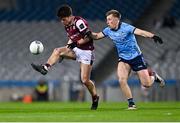 15 March 2025; Seán Kelly of Galway in action against Seán Bugler of Dublin during the Allianz Football League Division 1 match between Dublin and Galway at Croke Park in Dublin. Photo by Piaras Ó Mídheach/Sportsfile