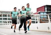 2 April 2025; Pictured are, from left, A&L Goodbody Solicitor Eoghan McElhinney, A&L Goodbody Marketing Executive Claire Cronin and David Gillick ALG5K Ambassador, two-time European indoor 400m champion, pictured at the launch of the 2025 ALG5K Corporate Team Challenge which takes place in Dublin City Centre on September 16th 2025. Photo by Sam Barnes/Sportsfile