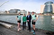 2 April 2025; Pictured are, from left, Aideen Burke, Partner in the Technology group at A&L Goodbody, Rachel Ormond, Director of Participation at Athletics Ireland, David Widger, Managing Partner at A&L Goodbody and David Gillick ALG5K Ambassador, two-time European indoor 400m champion, pictured at the launch of the 2025 ALG5K Corporate Team Challenge which takes place in Dublin City Centre on September 16th 2025. Photo by Sam Barnes/Sportsfile