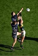 30 March 2025; Barry Dan O'Sullivan of Kerry in action against Conor Reid, left, and Matthew Ruane of Mayo during the Allianz Football League Division 1 final match between Kerry and Mayo at Croke Park in Dublin. Photo by Daire Brennan/Sportsfile