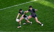 30 March 2025; Dylan Geaney of Kerry in action against Sam Callinan of Mayo during the Allianz Football League Division 1 final match between Kerry and Mayo at Croke Park in Dublin. Photo by Daire Brennan/Sportsfile