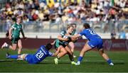 30 March 2025; Aoife Dalton of Ireland is tackled by Sara Mannini and Alissa Ranuccini of Italy during the Women's Six Nations Rugby Championship match between Italy and Ireland at Stadio Sergio Lanfranchi in Parma, Italy. Photo by Massimiliano Carnabuci/Sportsfile