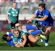 30 March 2025; Aoife Dalton of Ireland is tackled by Sara Mannini and Alissa Ranuccini of Italy during the Women's Six Nations Rugby Championship match between Italy and Ireland at Stadio Sergio Lanfranchi in Parma, Italy. Photo by Massimiliano Carnabuci/Sportsfile
