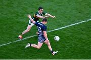 30 March 2025; Ryan O'Donoghue of Mayo in action against Paul Murphy of Kerry during the Allianz Football League Division 1 final match between Kerry and Mayo at Croke Park in Dublin. Photo by Daire Brennan/Sportsfile