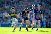 30 March 2025; Paudie Clifford of Kerry in action against Enda Hession of Mayo during the Allianz Football League Division 1 final match between Kerry and Mayo at Croke Park in Dublin. Photo by Ray McManus/Sportsfile