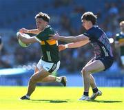 30 March 2025; David Clifford of Kerry in action against Sam Callinan of Mayo during the Allianz Football League Division 1 final match between Kerry and Mayo at Croke Park in Dublin. Photo by Ray McManus/Sportsfile