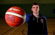 3 April 2025; AIG launch the beginning of the AIG Basketball All-Ireland Club Championships. Pictured at today's launch at Gormanston Park Sports Complex Ireland underage international basketball player Sean Fitzpatrick. Photo by Ben McShane/Sportsfile