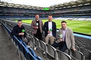 31 March 2025; In attendance to launch GAA+ are GAA+ pundits, from left, Paddy Andrews, John &quot;Bubbles&quot; O'Dwyer, Richie Hogan and Marc Ó Sé at Croke Park in Dublin. Photo by Sam Barnes/Sportsfile