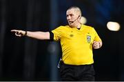 31 March 2025; Referee David Dunne during the SSE Airtricity Men's First Division match between UCD and Bray Wanderers at the UCD Bowl in Belfield, Dublin. Photo by Tyler Miller/Sportsfile