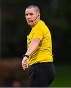 31 March 2025; Referee David Dunne during the SSE Airtricity Men's First Division match between UCD and Bray Wanderers at the UCD Bowl in Belfield, Dublin. Photo by Tyler Miller/Sportsfile