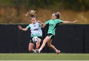 2 April 2025; Chloe Mustaki and Leanne Kiernan, right, during a Republic of Ireland women's training session at Vardinoyanneio Sports Center in Heraklion, Greece. Photo by Stephen McCarthy/Sportsfile