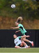 2 April 2025; Chloe Mustaki and Leanne Kiernan, right, during a Republic of Ireland women's training session at Vardinoyanneio Sports Center in Heraklion, Greece. Photo by Stephen McCarthy/Sportsfile
