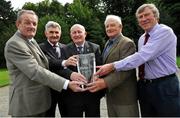 28 August 2008; Down Gaelic Football legend, Paddy Doherty, was today inducted into the MBNA Kick Fada Hall of Fame. Paddy, centre, was joined by fellow MBNA Kick Fada Hall of Fame members, from left, Dublin's Jimmy Keaveney, Kerry's Mick O'Dwyer, Offaly's Peter Nolan, and Kerry's Donie O'Sullivan. Over 20 stars of Gaelic Football will compete for the prestigious All-Ireland title at the 8th annual MBNA Kick Fada competition, which will take place on Saturday, September 13th at Bray Emmets GAA Club, Bray, Co. Wicklow. Iveagh Gardens, Dublin. Picture credit: Brian Lawless / SPORTSFILE