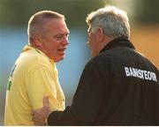 27 July 2002; Kerry manager Paidi O'Se, left, has a word with Kildare manager Mick O'Dwyer after the final whistle. Kerry v Kildare, Bank of Ireland All-Ireland Football Championship Qualifier, Semple Stadium, Thurles, Co. Tipperary. Picture credit; Ray McManus / SPORTSFILE
