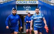 3 April 2025; Rabah Slimani, left, and Cian Healy before a Leinster Rugby captain's run at Croke Park in Dublin. Photo by Seb Daly/Sportsfile