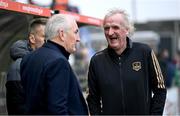 4 April 2025; Galway United assistant manager Ollie Horgan, right, and Galway United manager John Caulfield before the SSE Airtricity Men's Premier Division match between Galway United and Shamrock Rovers at Eamonn Deacy Park in Galway. Photo by Piaras Ó Mídheach/Sportsfile