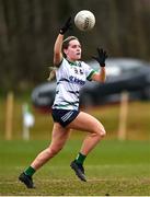 13 March 2025; Caragh McDonald of University of Limerick kicks a point during the 2025 AIG Lagan Cup final match between TUS Midwest and University of Limerick at Queen's Sport in Belfast. Photo by Shauna Clinton/Sportsfile