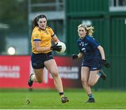 13 March 2025; Niamh McCorry of DCU Dóchas Éireann during the 2025 AIG Moynihan Cup final match between TUD CC1 and DCU Dóchas Éireann at Queen's Sport in Belfast. Photo by Shauna Clinton/Sportsfile