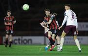 4 April 2025; Dawson Devoy of Bohemians in action against Ronan Manning of Sligo Rovers during the SSE Airtricity Men's Premier Division match between Bohemians and Sligo Rovers at Dalymount Park in Dublin. Photo by Thomas Flinkow/Sportsfile Photo by Thomas Flinkow/Sportsfile