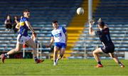 5 April 2025; Alan Dunwoody of Waterford tries to score a goal, past Shane Ryan of Tipperary, during the Munster GAA Football Senior Championship quarter-final match between Tipperary and Waterford at FBD Semple Stadium in Thurles, Tipperary. Photo by David Ribeiro/Sportsfile