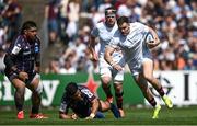 6 April 2025; Jacob Stockdale of Ulster makes a break during the Investec Champions Cup Round of 16 match between Bordeaux Begles and Ulster at Stade Chaban-Delmas in Bordeaux, France. Photo by Ramsey Cardy/Sportsfile
