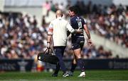 6 April 2025; Joey Carbery of Bordeaux Begles leaves the pitch during the Investec Champions Cup Round of 16 match between Bordeaux Begles and Ulster at Stade Chaban-Delmas in Bordeaux, France. Photo by Ramsey Cardy/Sportsfile