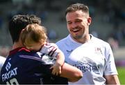 6 April 2025; Jacob Stockdale of Ulster and Joey Carbery of Bordeaux Begles after the Investec Champions Cup Round of 16 match between Bordeaux Begles and Ulster at Stade Chaban-Delmas in Bordeaux, France. Photo by Ramsey Cardy/Sportsfile
