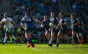 5 April 2025; Tadhg Furlong of Leinster, 18, passes to teammate James Lowe in the lead up to their 10th try during the Investec Champions Cup Round of 16 match between Leinster and Harlequins at Croke Park in Dublin. Photo by Brendan Moran/Sportsfile