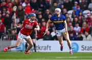 6 April 2025; Michael Breen of Tipperary in action against Mark Coleman of Cork during the Allianz Hurling League Division 1A final match between Tipperary and Cork at SuperValu Páirc Uí Chaoimh in Cork. Photo by Piaras Ó Mídheach/Sportsfile
