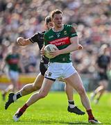 6 April 2025; Matthew Ruane of Mayo in action against Nathan Mullen of Sligo during the Connacht GAA Football Senior Championship quarter-final match between Mayo and Sligo at Hastings Insurance MacHale Park in Castlebar, Mayo. Photo by Sam Barnes/Sportsfile