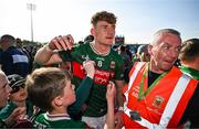 6 April 2025; Jack Carney of Mayo signs leaves the field his side's victory in the Connacht GAA Football Senior Championship quarter-final match between Mayo and Sligo at Hastings Insurance MacHale Park in Castlebar, Mayo. Photo by Sam Barnes/Sportsfile