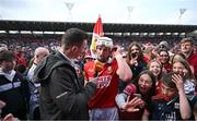 6 April 2025; Patrick Horgan of Cork is interviewed on the pitch by Liam Rushe of TG4 after his side's victory in the Allianz Hurling League Division 1A final match between Tipperary and Cork at SuperValu Páirc Uí Chaoimh in Cork. Photo by Piaras Ó Mídheach/Sportsfile