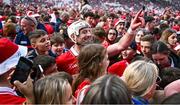 6 April 2025; Patrick Horgan of Cork on the pitch with supporters after his side's victory in the Allianz Hurling League Division 1A final match between Tipperary and Cork at SuperValu Páirc Uí Chaoimh in Cork. Photo by Piaras Ó Mídheach/Sportsfile