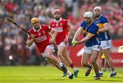6 April 2025; Craig Morgan of Tipperary in action against Shane Barrett of Cork during the Allianz Hurling League Division 1A final match between Tipperary and Cork at SuperValu Páirc Uí Chaoimh in Cork. Photo by Brendan Moran/Sportsfile
