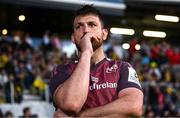 5 April 2025; Jean Kleyn of Munster watches on in the final moments of the Investec Champions Cup Round of 16 match between La Rochelle and Munster at Stade Marcel Deflandre in La Rochelle, France. Photo by Ramsey Cardy/Sportsfile