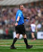 6 April 2025; Referee Joe McQuillan during the Connacht GAA Football Senior Championship quarter-final match between New York and Galway at Gaelic Park in New York, USA. Photo by Shauna Clinton/Sportsfile